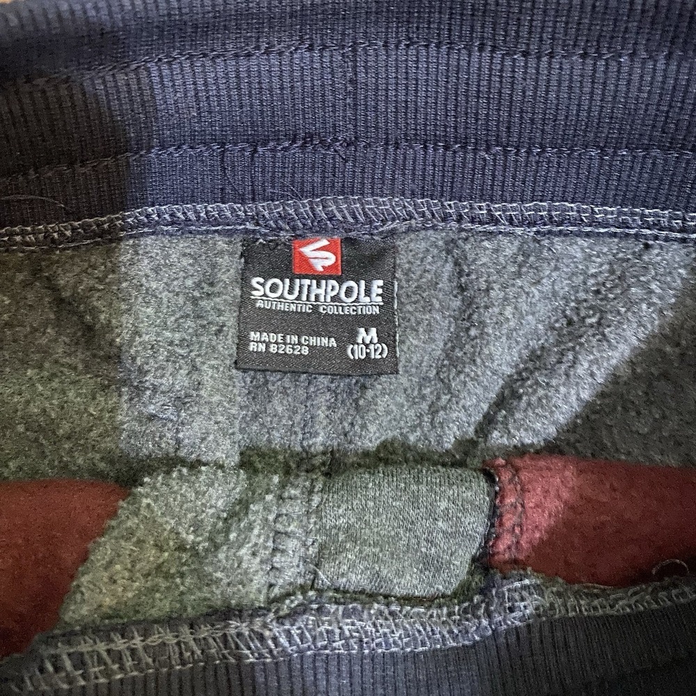 Boys Southpole Gray Stripe Blue Burgundy Sweatpants Medium 10/12 - Picture 3 of 5